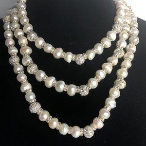 Triple strand Freshwater  Cultured pearl necklace